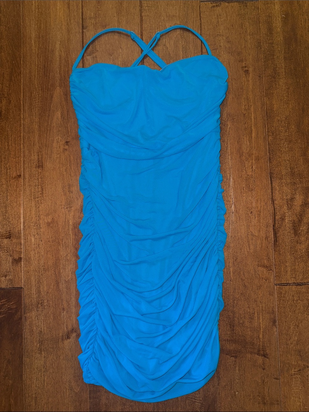 Princess Polly Ruched Turquoise Blue Dress size 8 EUC